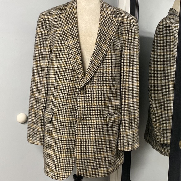 100%CAMEL HAIR HOUNDSTOOTH BLAZER BILL BASS PARISIAN BLACK LABEL MADE IN MEXICO - Picture 2 of 15